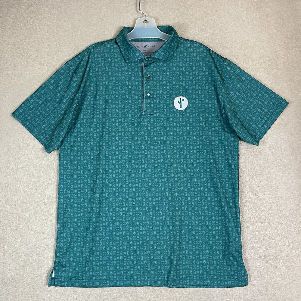 Horn Legend Polo Shirt‎ Mens M Green Bamboo Charcoal Luxury Golf Performance